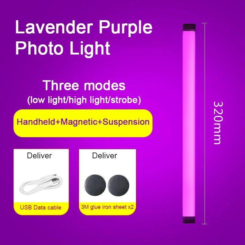 LED Video Light Wand – Handheld & Hanging Fill Light for Photography, Vlog, Live Streaming, Rechargeable Bedside Lamp