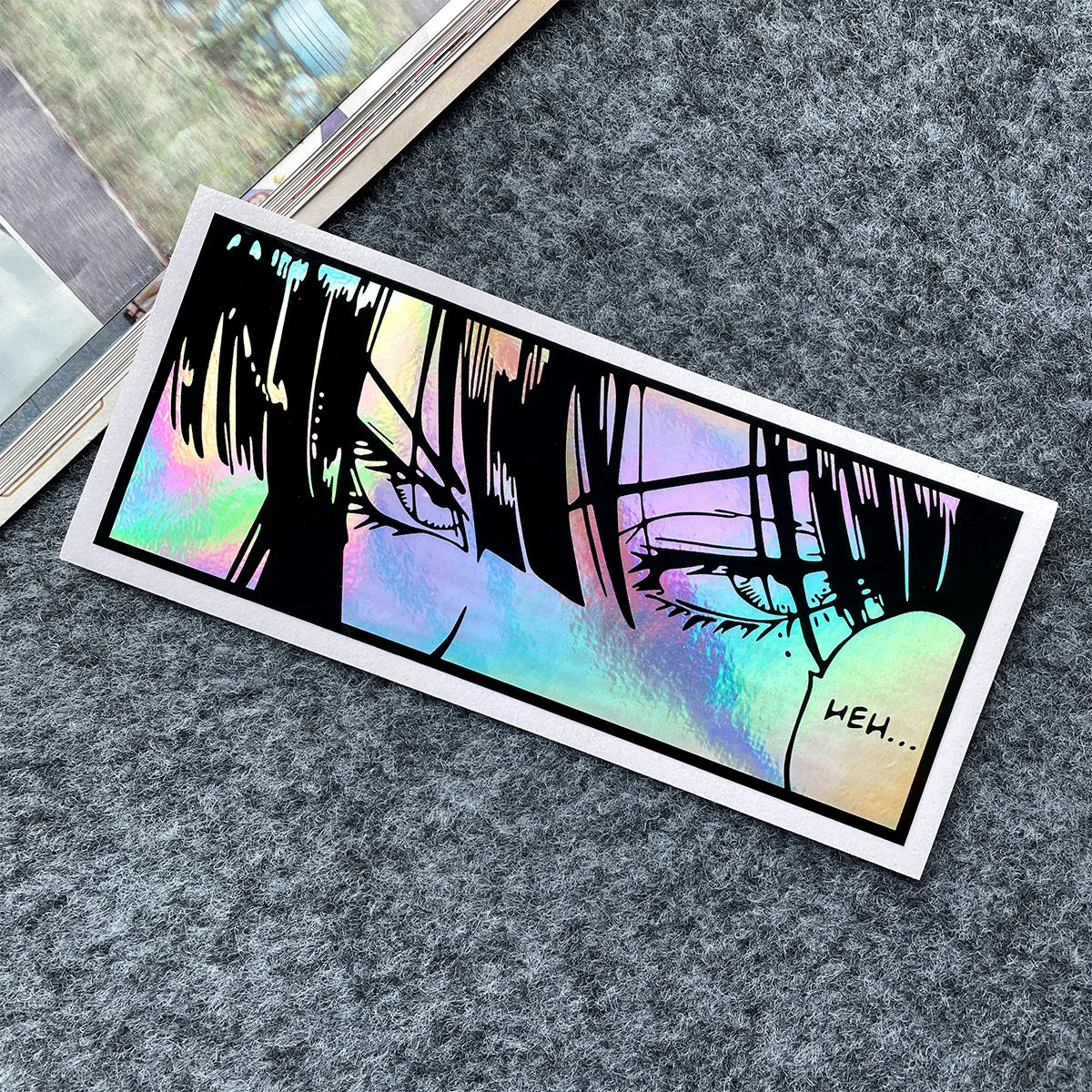 JDM Anime Girl Holographic Stickers - Rainbow Vinyl Decals for Car Windows, Motorcycles, Helmets, and Windshields