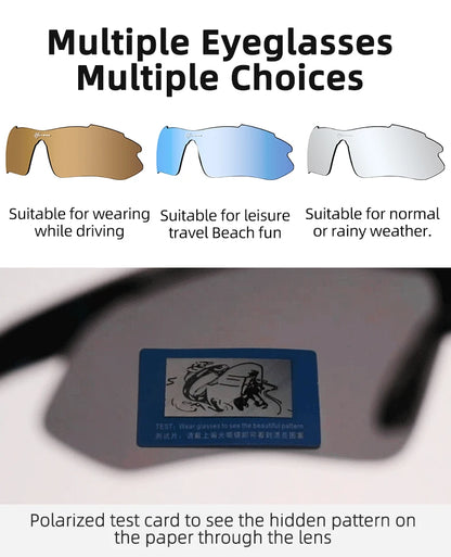 ROCKBROS Cycling Sunglasses — Polarized Photochromic MTB Sports Goggles with 5/3 Lenses