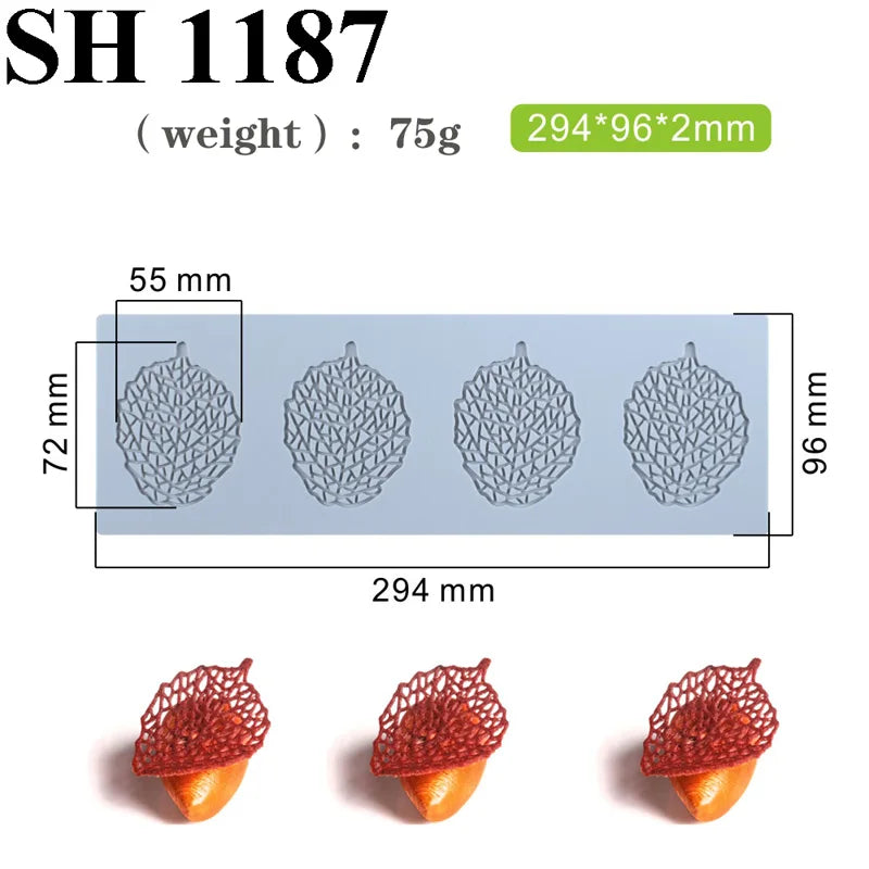 Hollow Chocolate Chips Silicone Baking Mold — Leaf & Honeycomb Design Sugarcraft Lace Mat for Dessert Decoration