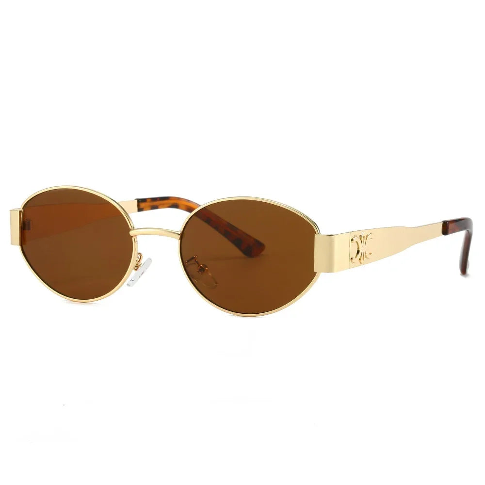Luxury Metal Brand Sunglasses for Men & Women – Unisex Designer Oval Fashion Eyewear UV400 Shades