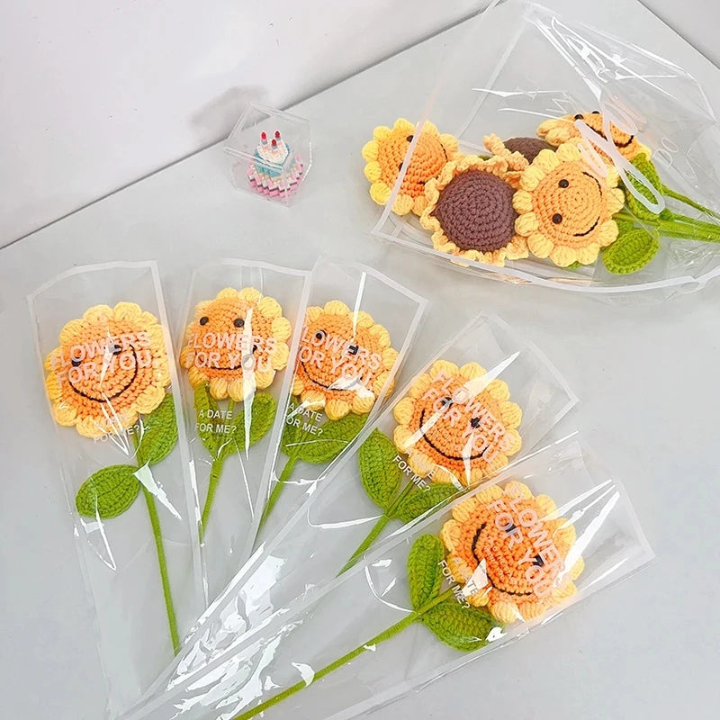 Hand-Woven Sunflower Bouquet – Creative Wool Knitted Flowers for Decorations, Teacher’s Day, Mother’s Day & Birthday Gifts