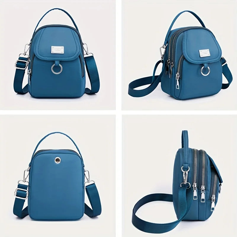 Lightweight Nylon Women’s Crossbody Bag – Casual Mini Shoulder Handbag with Multiple Zip Compartments, Tote Purse for Daily Use