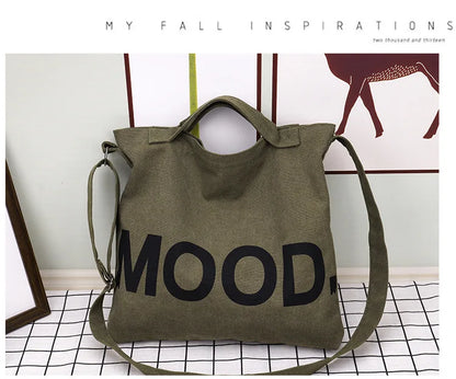 Women’s Tote Bag – Casual Canvas, Large Capacity Designer Handbag, Letters Shoulder & Crossbody Luxury Big Shopper Bag