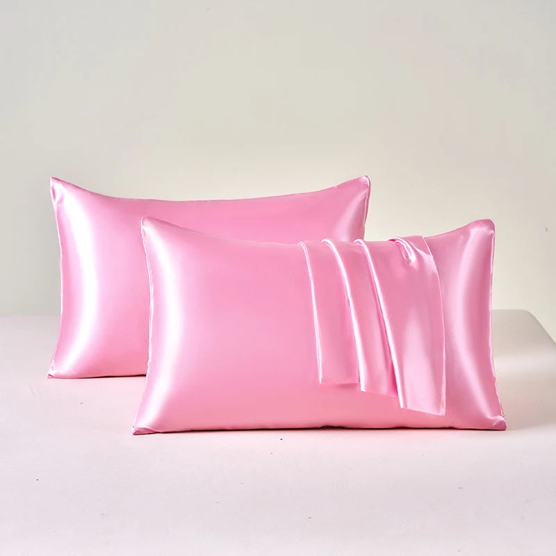 2PCS Satin Pillowcase Set - Soft Smooth Cooling Pillow Covers for Skin & Hair Care