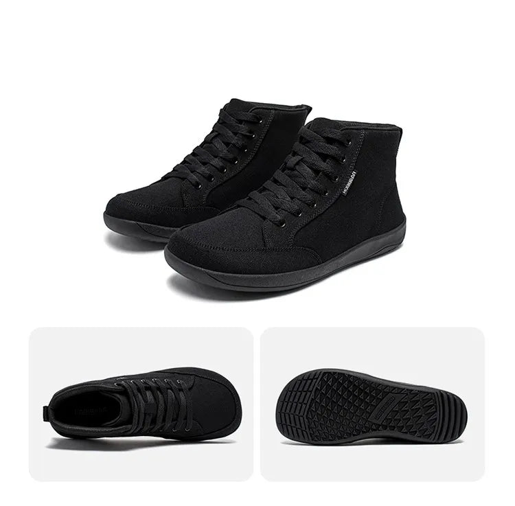 HOBIBEAR Mid-Top Barefoot Shoes – Unisex Wide Toe Canvas Sneakers for Walking & Outdoor