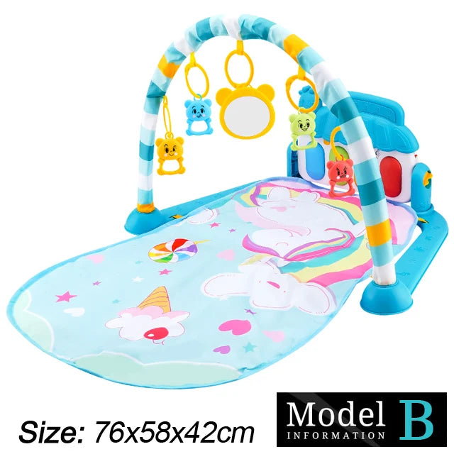 Baby Fitness Stand Music Play Gym – Newborn Piano Crawling Blanket & Pedal Activity Toy for Early Education (0-36 Months)
