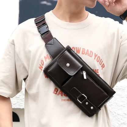 Fashion Leather Waist Bag Fanny Pack – Large Phone Belt Bag for Men & Women, Casual Outdoor Travel Crossbody Purse