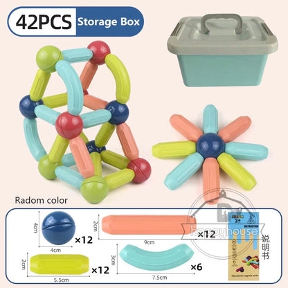 Magnetic Building Blocks Set – Montessori Educational Stick & Rod Constructor Toys for Kids Boys & Girls