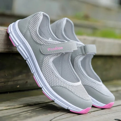 Women’s Breathable Mesh Vulcanized Sneakers – White Casual Walking Shoes, Fashion Work Shoes for Comfort & Everyday Wear