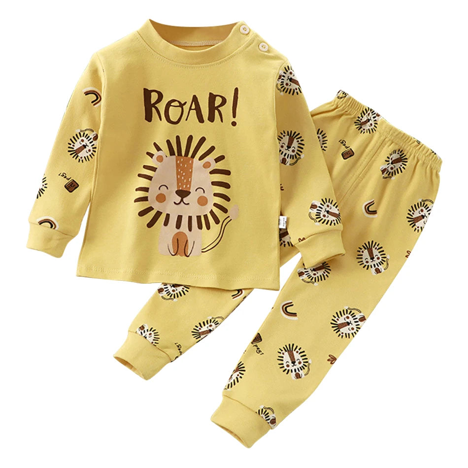 Cute Cartoon Unicorn Kids Pajama Set – Soft, Warm & Durable Unisex Sleepwear for Autumn Everyday Wear