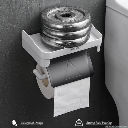 MENGNI Wall Mount Toilet Paper Holder - Waterproof Plastic Roll Paper Storage Rack for Bathroom Tissue - Organizer Shelves