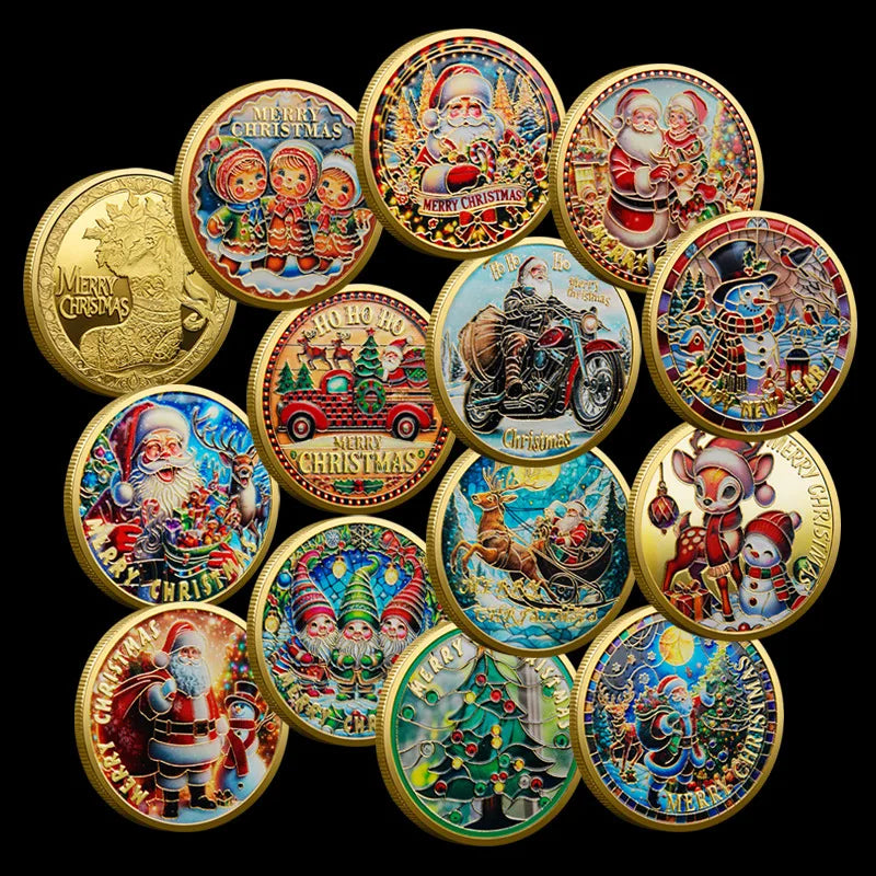 Christmas Commemorative Coin – Santa Claus Carriage & Boots Lucky Holiday Collectible Badge