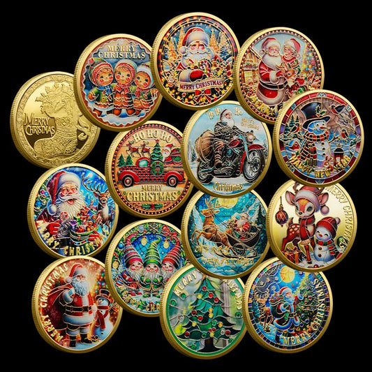 Christmas Commemorative Coin – Santa Claus Carriage & Boots Lucky Holiday Collectible Badge