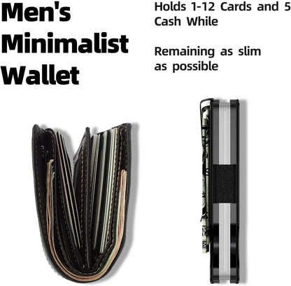 Metal Wallet for Men – Minimalist Slim RFID Blocking Carbon Fiber Front Pocket Wallet with Card Holder & Money Clip