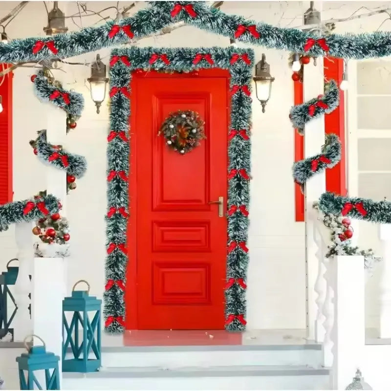 10M Christmas Tinsel Ribbon Garland with Bows – DIY Xmas Tree, Wreath & Holiday Decor