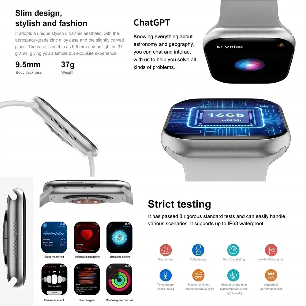 2025 DT 10 Smart Watch – 2.01" AMOLED, 16GB, Music, 3D Surround, BT Call, Waterproof Smartwatch for Men & Women