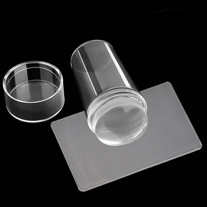 Clear Jelly Nail Stamper Set - Silicone Nail Art Stamp Tool with Scraper for Manicure Designs
