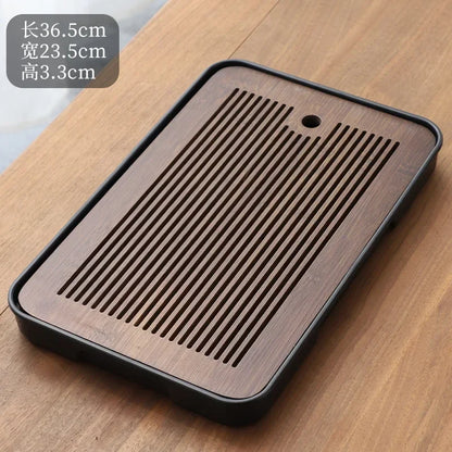 Portable Bamboo Tea Tray – Kung Fu Tea Set Grid Tray with Drainage for Dry & Wet Use