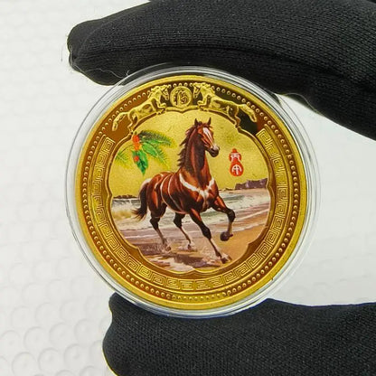 2026 Year of the Horse Chinese Commemorative Coin – Lucky Animal Metal Collectible New Year Souvenir Gift