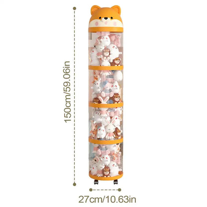 Large Capacity Transparent Doll & Toy Storage Box – Plush Toy Organizer for Children