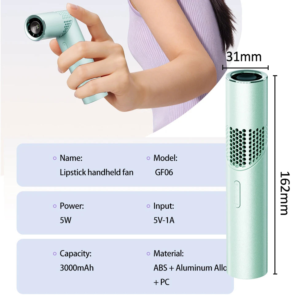 Foldable Mini Handheld USB Fan – Portable High-Speed Outdoor Cooling Fan with 199 Adjustable Speeds, Compact Lipstick Design Rechargeable Personal Air Cooler