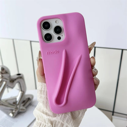 Gray Toast Ribbon iPhone Case - Rhode Style Silicone Cover for iPhone 17 Pro Max Air 16 15 14 13 12 Plus