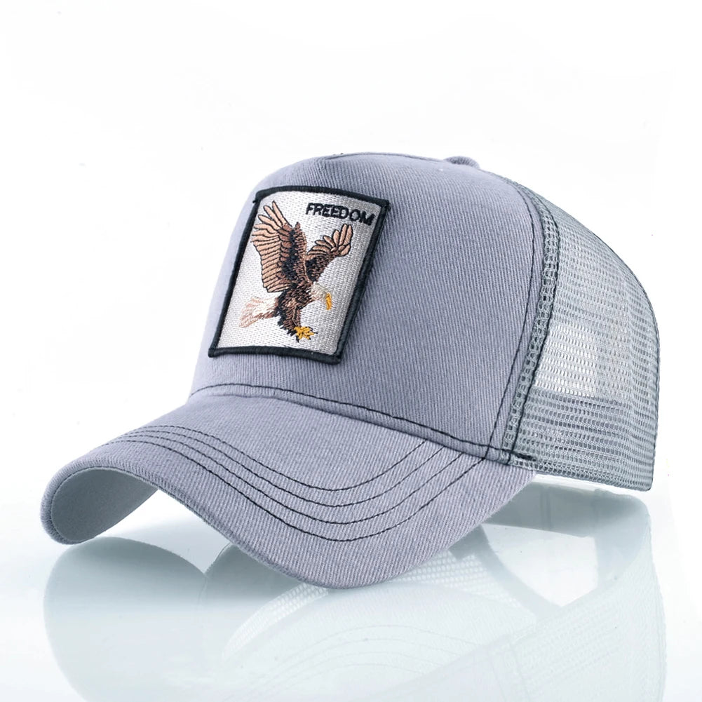 Goat Patch Trucker Cap - Embroidered Adjustable Snapback Baseball Hat for Men & Women