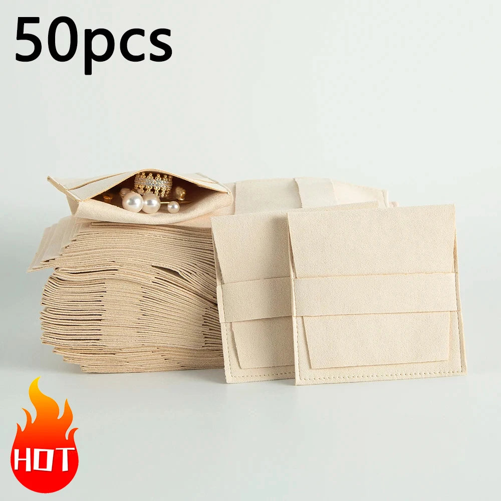 Microfiber Velvet Jewelry Pouch – 1/10/50pcs Gift Bags for Earrings, Necklaces & Wedding Packaging