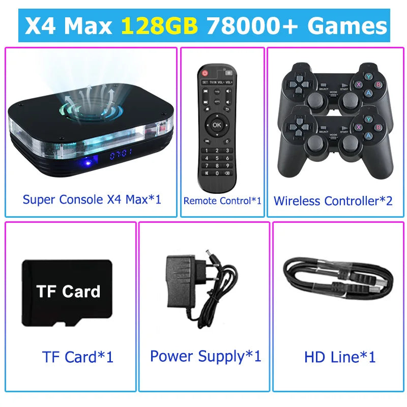 Super Console X4 Max Android 11 8K HD Retro Game Console with WiFi – 97,000+ Built-in Classic Games for PS1, PSP, N64 & Sega Saturn TV Video Game Player