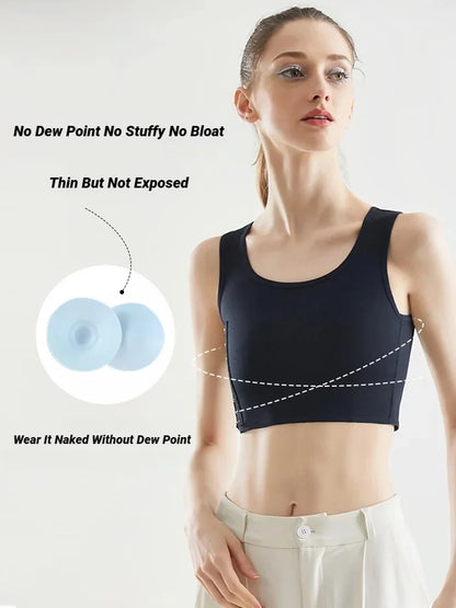 Women’s Breathable Chest Binder Vest - Seamless Wireless Compression Tank Top with Side Buckle Closure