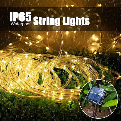 Outdoor Solar String Lights Waterproof LED Rope Tube – Christmas Fairy Garland for Garden, Tree, Yard & Fence Decor