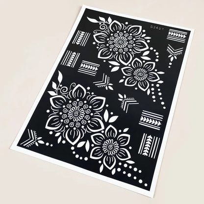 Reusable Henna Stencil Templates for Hand & Body – Floral Tattoo Stencils for Women, Weddings & Festivals Body Art Makeup Tools