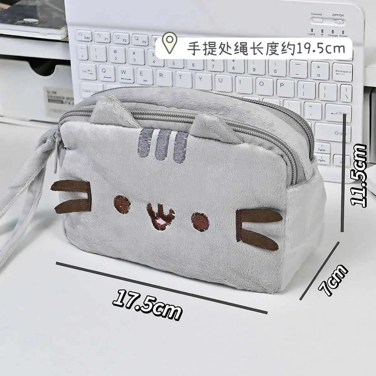 Kawaii Pusheen Pencil Case - Cute Fat Cat Large Capacity Stationery Bag & Cosmetic Travel Storage Pouch