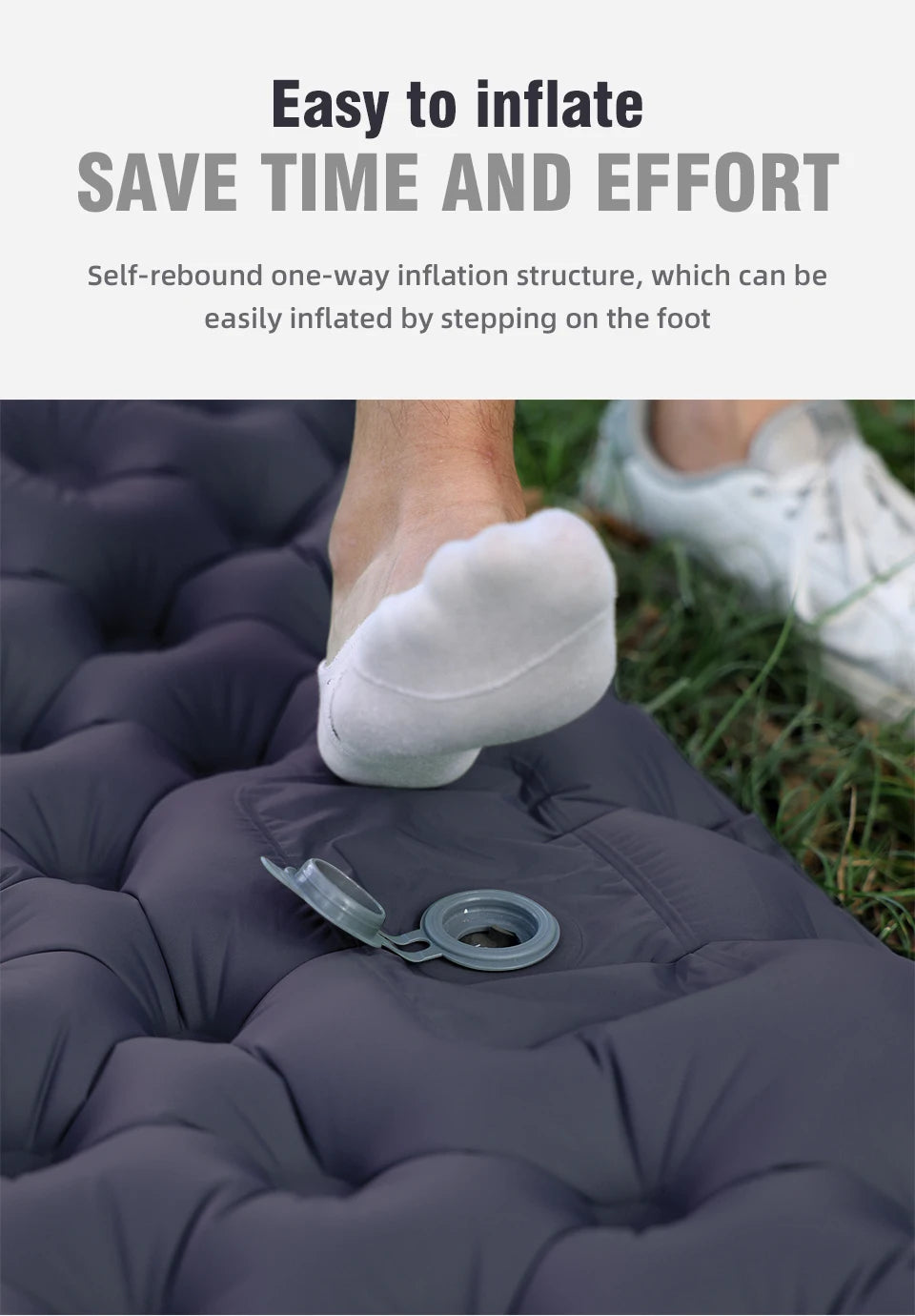 PACOONE Outdoor Camping Double Inflatable Mattress - Extra Wide Ultralight Folding Sleeping Pad