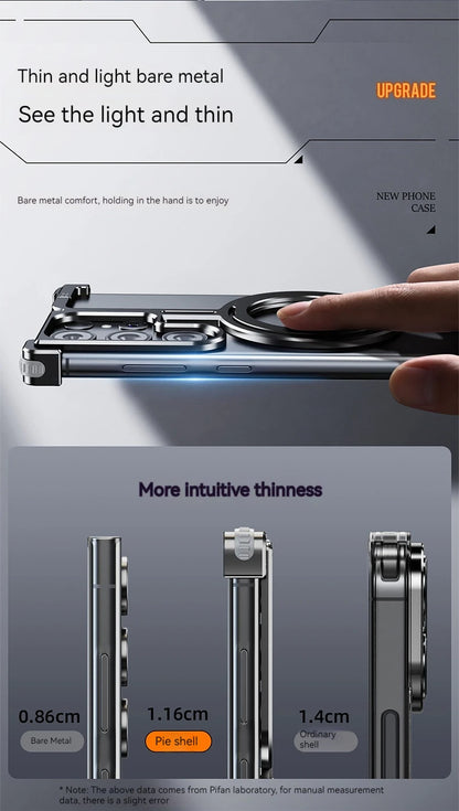 Magnetic Metal Phone Case for Samsung Galaxy S24/S23 Ultra – Aluminum Alloy Frameless Bumper with Finger Ring