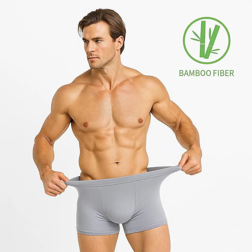 5-Pack Bamboo Men’s Boxers Underwear Plus Size XL–6XL, Breathable Gym Shorts Style Soft Black Underpants Gift Set