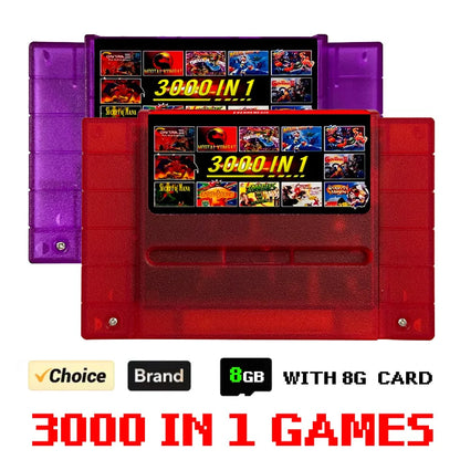 SNES 3000-in-1 Game Cartridge – 8GB TF Card SFC/Super Famicom V12 Retro Game Collection for US Console Accessories