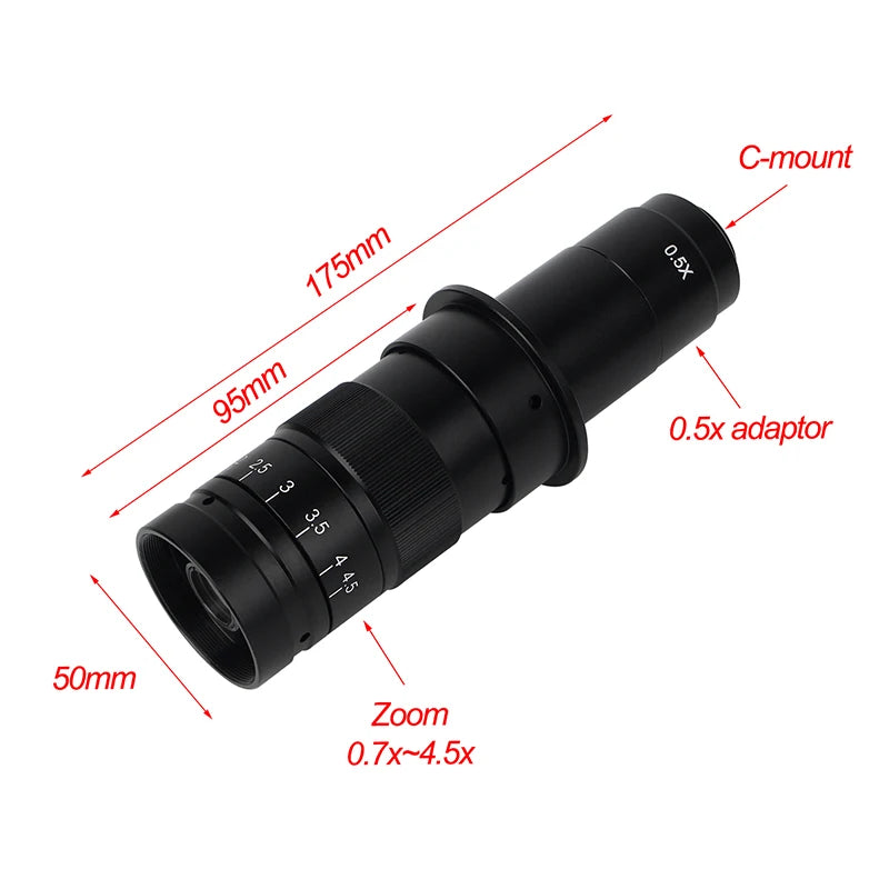 4K 48MP HDMI USB Industrial Microscope Camera – 1-130X/150X/180X Zoom C Lens for Soldering & Repair