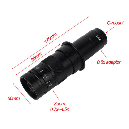 4K 48MP HDMI USB Industrial Microscope Camera – 1-130X/150X/180X Zoom C Lens for Soldering & Repair