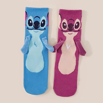 Disney Stitch Hand-in-Hand Sock Magnet — Fun Cartoon Fashion, Soft & Comfortable Christmas Stocking Toy Gift for Kids & Adults