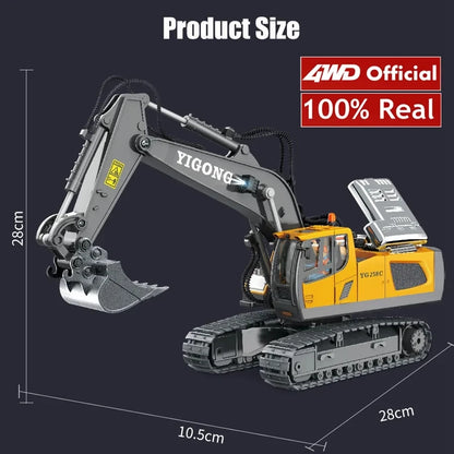 4WD RC Excavator Alloy Dump Truck Bulldozer | Remote Control Construction Vehicle Toy for Kids