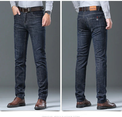 Men’s All-Match Brand Trousers – High-Quality Business Casual High Waist Denim Jeans for All Seasons