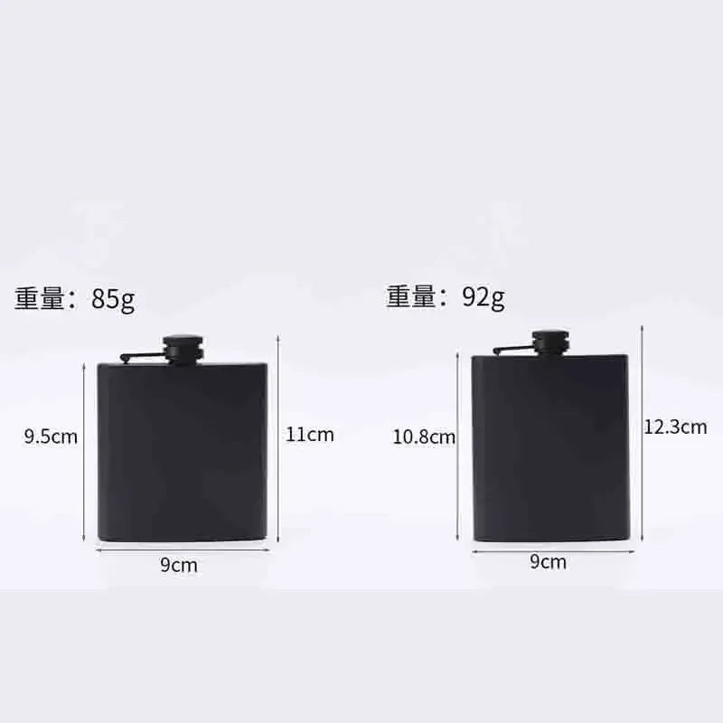 304 SS Portable Hip Flask – Black Whiskey, Vodka, Wine Bottle (6-12oz), Outdoor Bar Party Drinking Utensil