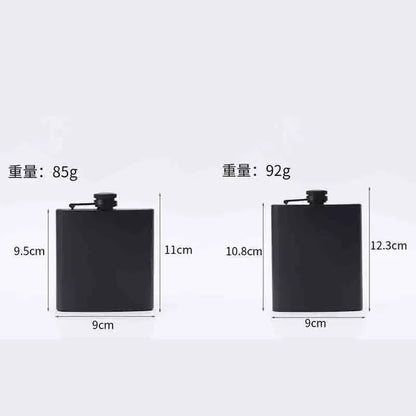 304 SS Portable Hip Flask – Black Whiskey, Vodka, Wine Bottle (6-12oz), Outdoor Bar Party Drinking Utensil