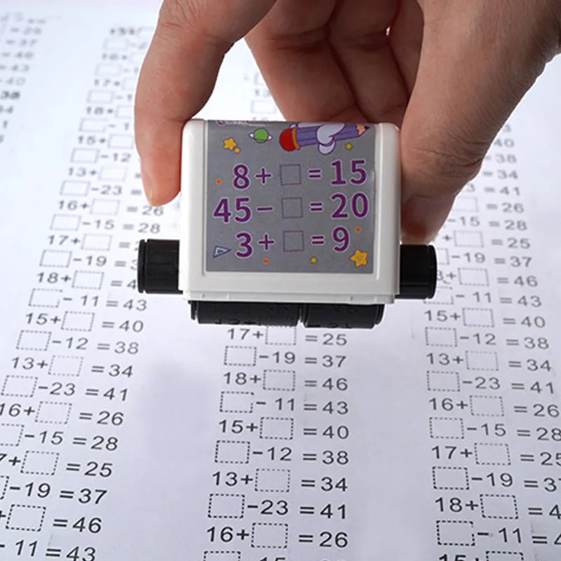 2-in-1 Teaching Stamp: Fill-In-The-Blank & Math Roller - Reusable Design for Digital Math Practice up to 100