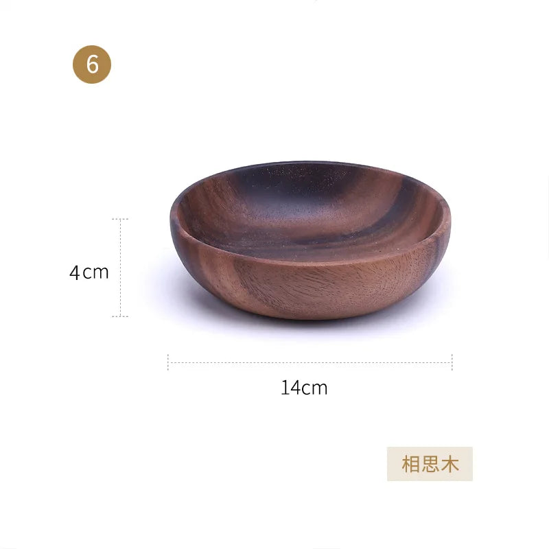 Natural Wooden Kitchen Bowl – Household Fruit & Salad Bowl with Wooden Utensils for Home & Restaurant