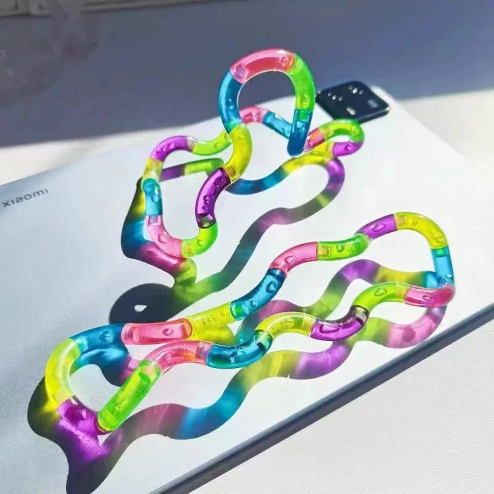 Deformable Rainbow Rope Fidget Toy - Knotting Stress Relief & Sensory Toy