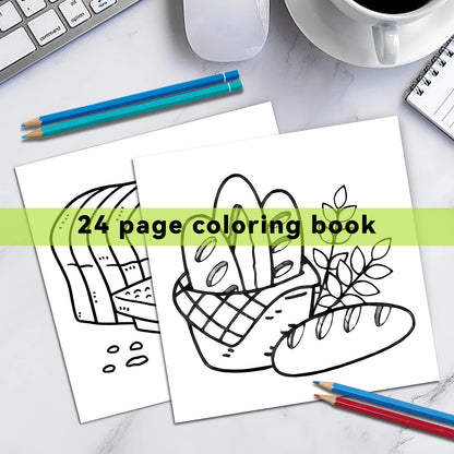 Food & Snack Coloring Book for Adults - Bold Easy Drinks & Desserts Drawing Book, Cute Birthday Gift