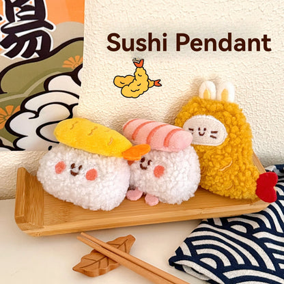 Cute Food Plush Pendant 1/6/12 Pcs - Sushi Backpack Keychain Doll Charm & Toy Accessory